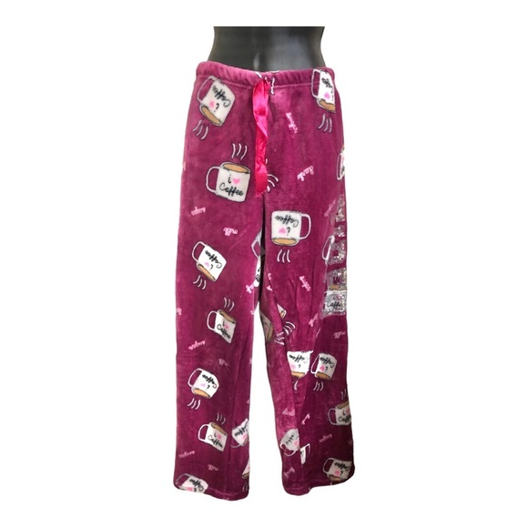 Dark red cozy coffee theme sequin printed‎ loungewear pajama pants size XL new - Picture 13 of 17